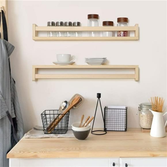 Nursery Book Shelves - 24 Inch Wood Floating Bookshelf Set of 2 - Natural Wood - Picture 5 of 6